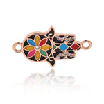 Hamsa Hand Connector Micro Pave CZ Multicolor Enamel for Bracelet/Necklace Charms Making 28x15mm - BestBeaded