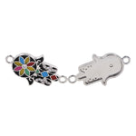 Hamsa Hand Connector Micro Pave CZ Multicolor Enamel for Bracelet/Necklace Charms Making 28x15mm - BestBeaded