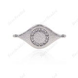 Evil Eye Connector CZ Pave Bead Charm for DIY Bracelet Jewelry Finding 22x11mm - BestBeaded