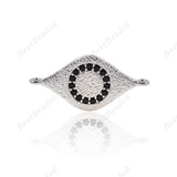 Evil Eye Connector Micro Pave Black CZ for Bracelet DIY Jewelry Findings 22x11mm - BestBeaded