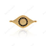 Evil Eye Connector Micro Pave Black CZ for Bracelet DIY Jewelry Findings 22x11mm - BestBeaded