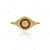 Evil Eye Connector Micro Pave Black CZ for Bracelet DIY Jewelry Findings 22x11mm - BestBeaded