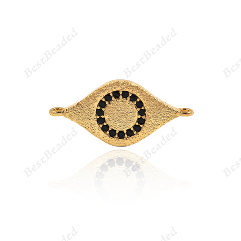 Evil Eye Connector Micro Pave Black CZ for Bracelet DIY Jewelry Findings 22x11mm - BestBeaded