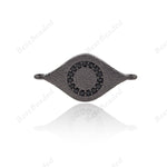 Evil Eye Connector Micro Pave Black CZ for Bracelet DIY Jewelry Findings 22x11mm - BestBeaded