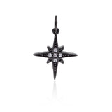 North Star Pendant Charm,Brass Pave CZ Bead for Original Bracelet Making Findings 14x16mm - BestBeaded