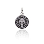 Cross Charm in Disc Pendant for Necklace/Bracelet,Bead Jewelry Making Findings 11mm - BestBeaded