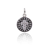 Cross Charm in Disc Pendant for Necklace/Bracelet,Bead Jewelry Making Findings 11mm - BestBeaded
