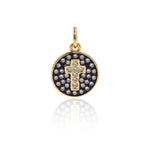 Cross Charm in Disc Pendant for Necklace/Bracelet,Bead Jewelry Making Findings 11mm - BestBeaded
