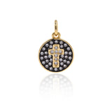 Cross Charm in Disc Pendant for Necklace/Bracelet,Bead Jewelry Making Findings 11mm - BestBeaded