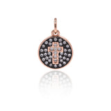 Cross Charm in Disc Pendant for Necklace/Bracelet,Bead Jewelry Making Findings 11mm - BestBeaded