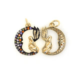 Moon and Angel Necklace Pendant Charms Pave CZ Bead for Original Jewelry Making 13x18mm - BestBeaded