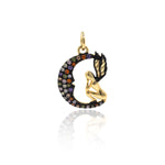 Moon and Angel Necklace Pendant Charms Pave CZ Bead for Original Jewelry Making 13x18mm - BestBeaded