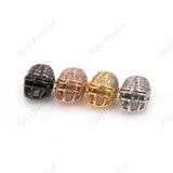 Rugby Helmet Bead CZ Pave Charm for DIY Sports Bracelet Making Spacer Beads Findings 11x14mm - BestBeaded