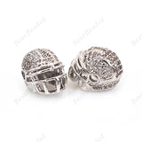 Rugby Helmet Bead CZ Pave Charm for DIY Sports Bracelet Making Spacer Beads Findings 11x14mm - BestBeaded