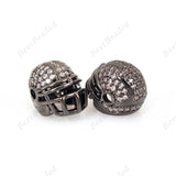 Rugby Helmet Bead CZ Pave Charm for DIY Sports Bracelet Making Spacer Beads Findings 11x14mm - BestBeaded