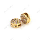 Round Disc Pave CZ Beads for DIY Nylon Braided Bracelet Charms Jewelry Making Supplies 11x5mm - BestBeaded