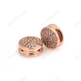 Round Disc Pave CZ Beads for DIY Nylon Braided Bracelet Charms Jewelry Making Supplies 11x5mm - BestBeaded