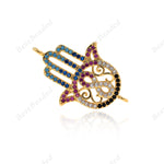 Hamsa Hand with Infinity Connector Turquoise CZ for Jewelry Supplies 28x9mm - BestBeaded