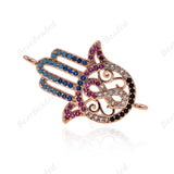 Hamsa Hand with Infinity Connector Turquoise CZ for Jewelry Supplies 28x9mm - BestBeaded