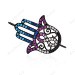 Hamsa Hand with Infinity Connector Turquoise CZ for Jewelry Supplies 28x9mm - BestBeaded