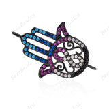 Hamsa Hand with Infinity Connector Turquoise CZ for Jewelry Supplies 28x9mm - BestBeaded