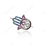 Hamsa Hand with Infinity Connector Turquoise CZ for Jewelry Supplies 28x9mm - BestBeaded