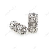 Tube Spacer Bead Large Hole Pave CZ Charm for DIY Leather Bracelet Jewelry Findings 13x7mm - BestBeaded