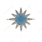Sunflower Charm,Pave CZ Connector for Bracelet/Necklace Links Making 24x20mm - BestBeaded