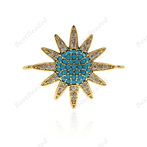 Sunflower Charm,Pave CZ Connector for Bracelet/Necklace Links Making 24x20mm - BestBeaded