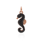 Sea horse Pendant Charm Pave Black CZ for DIY Necklace Jewelry Supplies 8x21mm - BestBeaded
