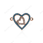 Heart Connector Micro Pave Turquoise CZ fit for Women Personality Jewelry Making 13x17mm - BestBeaded