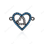 Heart Connector Micro Pave Turquoise CZ fit for Women Personality Jewelry Making 13x17mm - BestBeaded