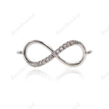 Infinity Charm,Pave CZ Endless Love,Timeless Symbol Connector fit Jewelry Making 24x8mm - BestBeaded