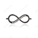 Infinity Charm,Pave CZ Endless Love,Timeless Symbol Connector fit Jewelry Making 24x8mm - BestBeaded