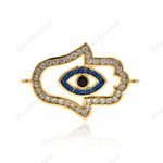 Hamsa Hand Charms,Blue Evil Eye Connector for Original DIY Jewelry Supplies 25x11mm - BestBeaded