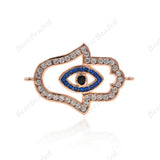 Hamsa Hand Charms,Blue Evil Eye Connector for Original DIY Jewelry Supplies 25x11mm - BestBeaded