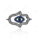 Hamsa Hand Charms,Blue Evil Eye Connector for Original DIY Jewelry Supplies 25x11mm - BestBeaded