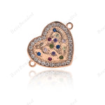 Heart Connector Charm,Multicolor Cubic Zirconia Links for Women's Fashion Jewelry Making 20x15mm - BestBeaded