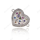 Heart Connector Charm,Multicolor Cubic Zirconia Links for Women's Fashion Jewelry Making 20x15mm - BestBeaded