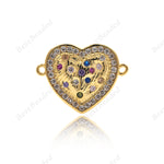 Heart Connector Charm,Multicolor Cubic Zirconia Links for Women's Fashion Jewelry Making 20x15mm - BestBeaded