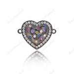 Heart Connector Charm,Multicolor Cubic Zirconia Links for Women's Fashion Jewelry Making 20x15mm - BestBeaded