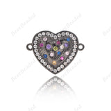Heart Connector Charm,Multicolor Cubic Zirconia Links for Women's Fashion Jewelry Making 20x15mm - BestBeaded