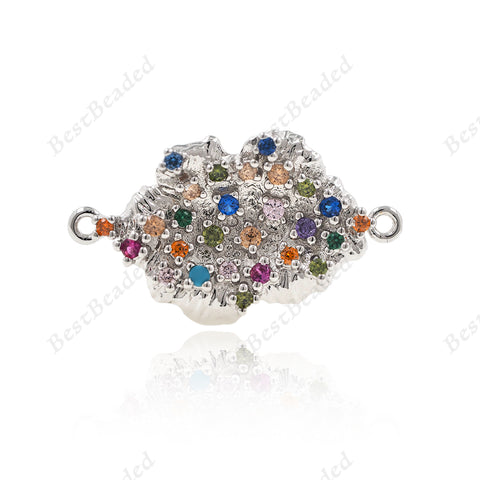 Cloud Connector,Multicolor CZ Spacer Link for Bracelet/Necklace Jewelry Making Findings 23x13mm - BestBeaded