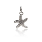 Starfish Pendant Pave Clear CZ Necklace/Bracelet Charm 11x13mm - BestBeaded