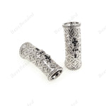 Fleur De Lis in Tube,Large Hole Connector Link for Original Leather Bracelet Making 28x10mm - BestBeaded