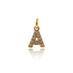 Shiny Micropavé 26 Letter Pendant-DIY Jewelry Making Accessories   6~7x9mm