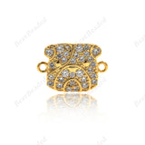 Bulldog Bracelet Connector CZ Pave Link Spacer Charm for Personality Jewelry Making 14x10mm - BestBeaded