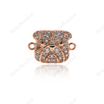 Bulldog Bracelet Connector CZ Pave Link Spacer Charm for Personality Jewelry Making 14x10mm - BestBeaded