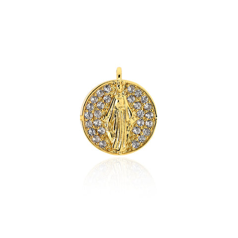Virgin Mary Pendant Charm,Round Disc Findings for Original Diy Jewelry Making 15x17mm - BestBeaded