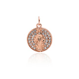 Round Virgin Mary Zircon Pendant-Believer Pendant   28x14mm